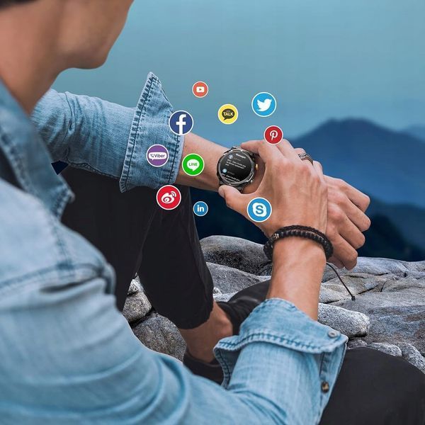Smartwatch męski CP21 z rozmowami Bluetooth, pulsometrem i ciśnieniomierzem, Czarny