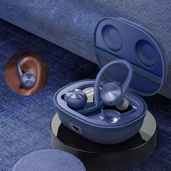 STEROWANE DOTYKIEM Słuchawki Bezprzewodowe Douszne Bluetooth 5.0 NIEBIESKIE, Niebieski