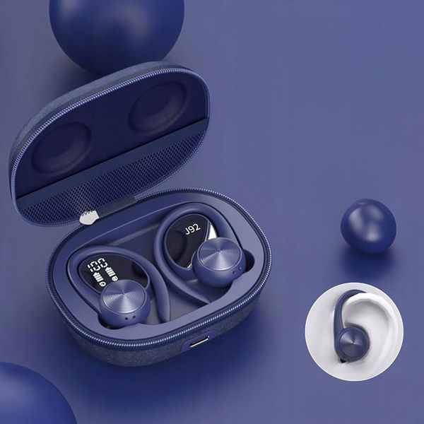STEROWANE DOTYKIEM Słuchawki Bezprzewodowe Douszne Bluetooth 5.0 NIEBIESKIE, Niebieski