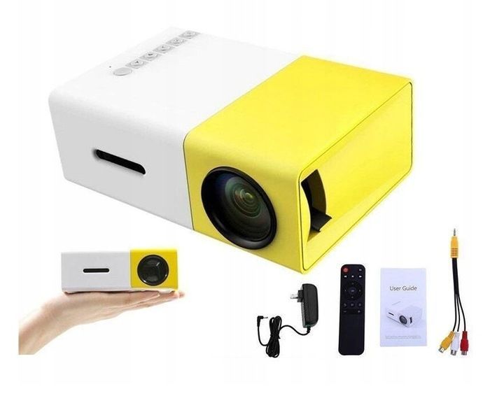 Przenośne Kino Domowe MINI Projektor Rzutnik LED FULL HD USB, Biały