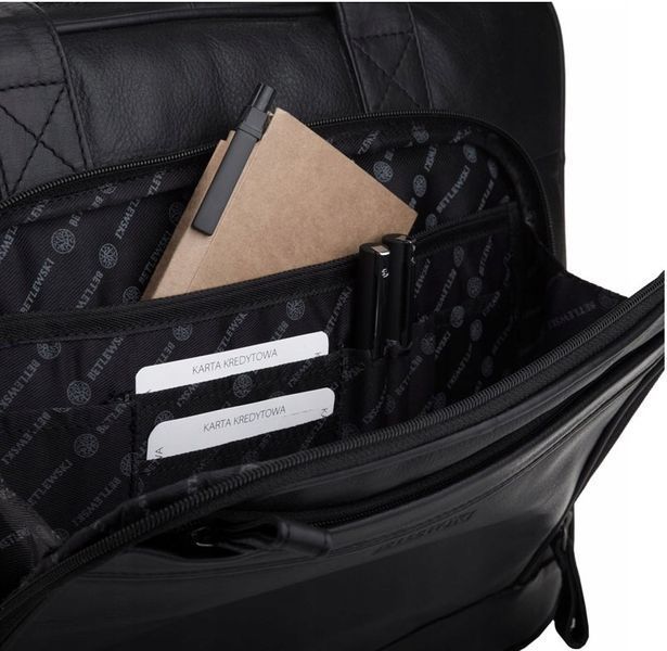 BETLEWSKI Torba Męska Biznesowa ze Sk&oacute;ry Naturalnej &ndash; Na Laptopa, Czarna, Czarny