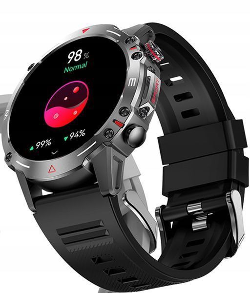 Smartwatch HK87 powiadomienia połączenia Bluetooth sport tętno ciśnienie, Czarny