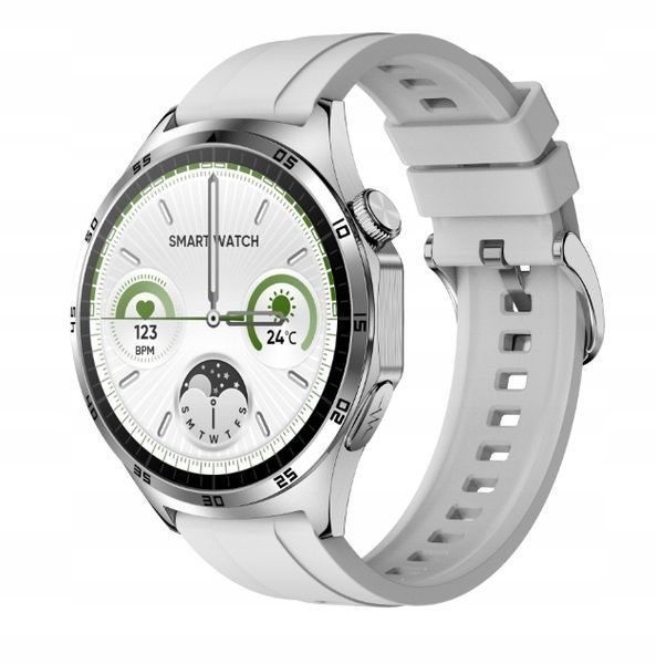 Smartwatch MT300 Asystent Głosowy, Monitor Stresu, Tryby Sportowe, srebrny
