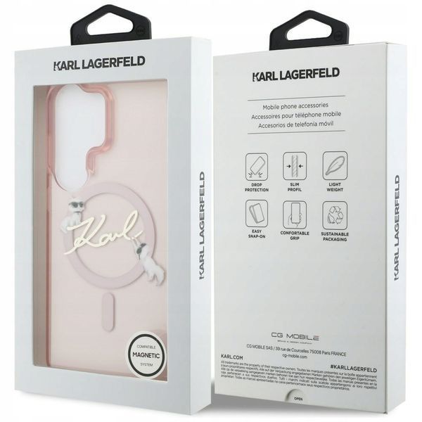 Karl Lagerfeld nakładka IML KC Script MagSafe do Samsung Galaxy S26 Ultra, R&oacute;żowy