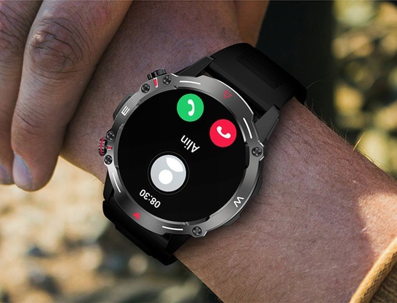 Smartwatch HK87 powiadomienia połączenia Bluetooth sport tętno ciśnienie, Czarny
