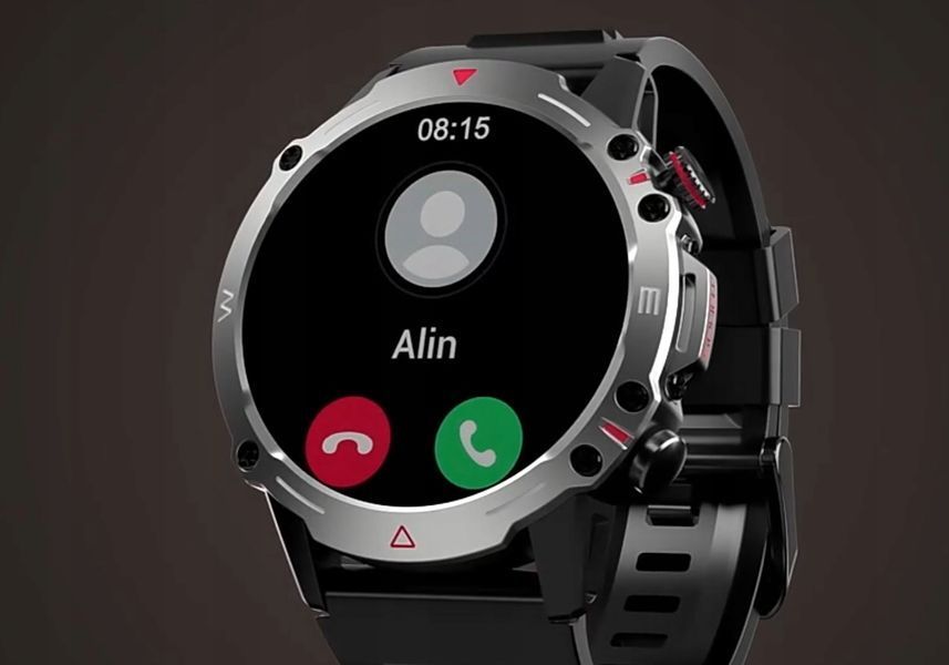Smartwatch HK87 powiadomienia połączenia Bluetooth sport tętno ciśnienie, Czarny