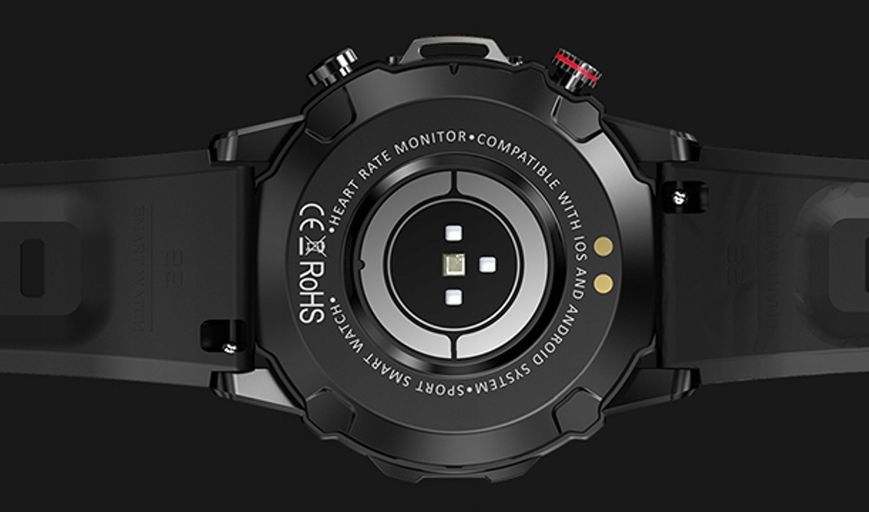 Smartwatch HK87 powiadomienia połączenia Bluetooth sport tętno ciśnienie, Czarny