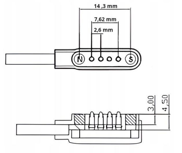 Ładowarka kabel USB do smartwatch 4 PIN 2,6mm do zegarka magnetyczny