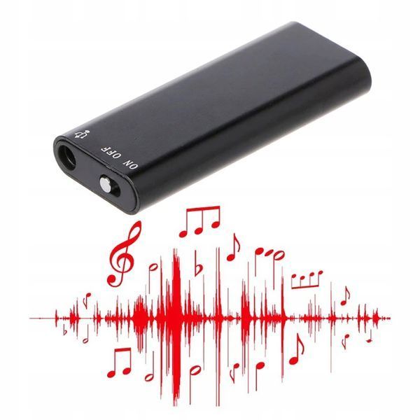 Mini dyktafon z pamięcią 8GB i nagrywaniem VOX i długim czasem pracy, Czarny