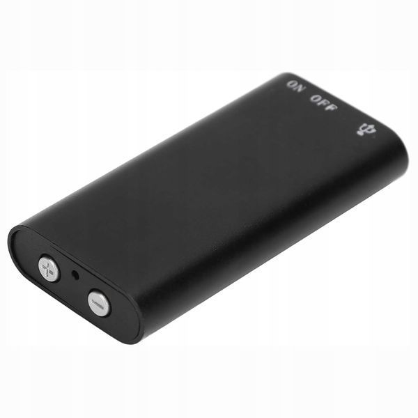 Mini dyktafon z pamięcią 8GB i nagrywaniem VOX i długim czasem pracy, Czarny