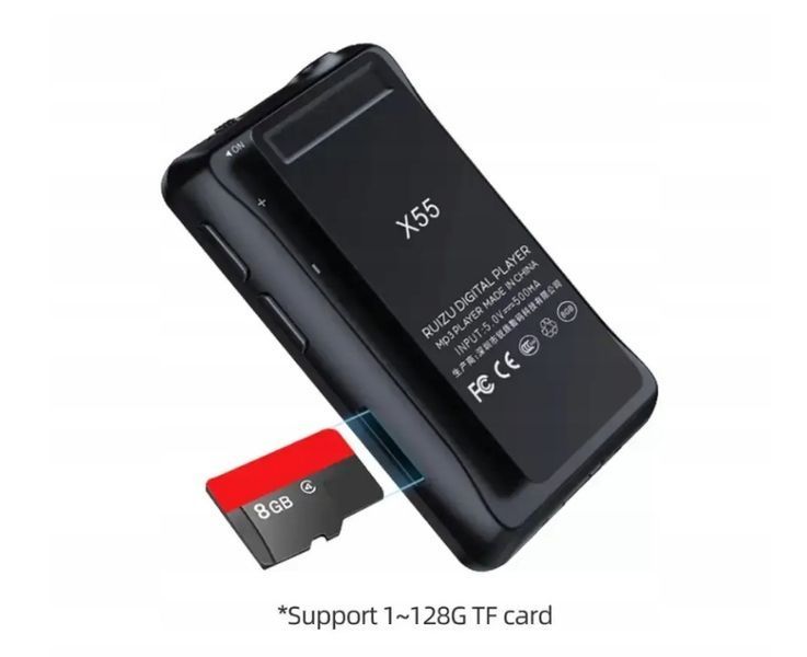 MP3 przenośny odtwarzacz RUIZU X55 Bluetooth 500mAh, Czarny