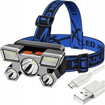 LATARKA CZOŁOWA CZOŁ&Oacute;WKA AKUMULATOROWA MOCNA 9x LED ZOOM CREE XPE NA GŁOWĘ, wielokolorowy