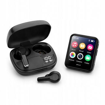 Odtwarzacz MP3 Bluetooth 8GB Kamera + Słuchawki TWS Gaming Zestaw, Czarny