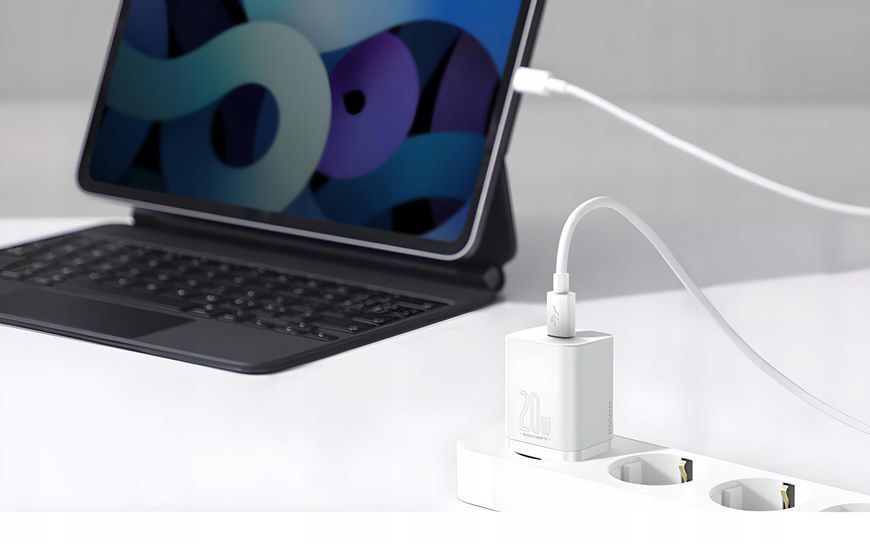 Ładowarka sieciowa Baseus USB-C 20W PD QC biały, Biały