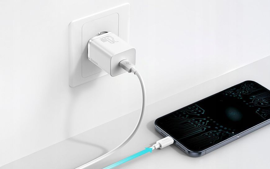 Ładowarka sieciowa Baseus USB-C 20W PD QC biały, Biały