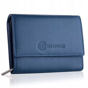 Betlewski portfel sk&oacute;ra naturalna niebieski BPD-SS-11 - kobieta, Niebieski
