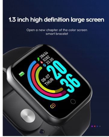 Smartwatch sportowy D20 krokomierz monitor snu USB, Czarny