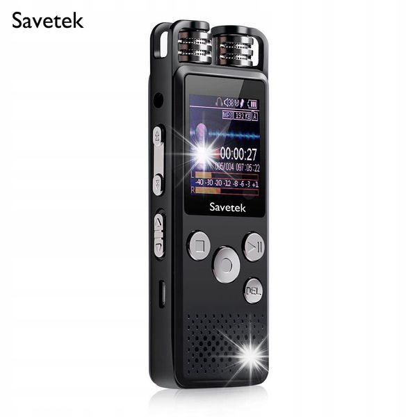 Profesjonalny dyktafon cyfrowy Savetek GS-R07, 32 GB pamięci, stereo, Czarny