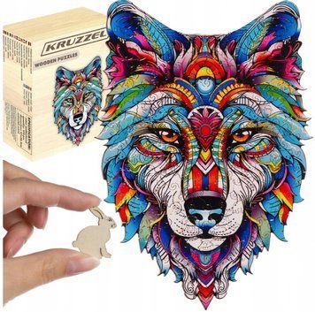 Drewniane Układanka Edukacyjna Wilk 170 Element&oacute;w A4 Dekoracyjne Puzzle