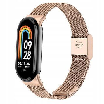 PASEK MILANESE Band XIAOMI MI SMART BAND 8 / 9 Gold R&Oacute;ŻOWE ZŁOTO STAL, złoty