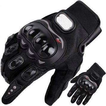 Rękawice Motocyklowe XL Czarne Nylon, Wzmocnienia, Chwytność, Rzepy, Trwałe, Czarny