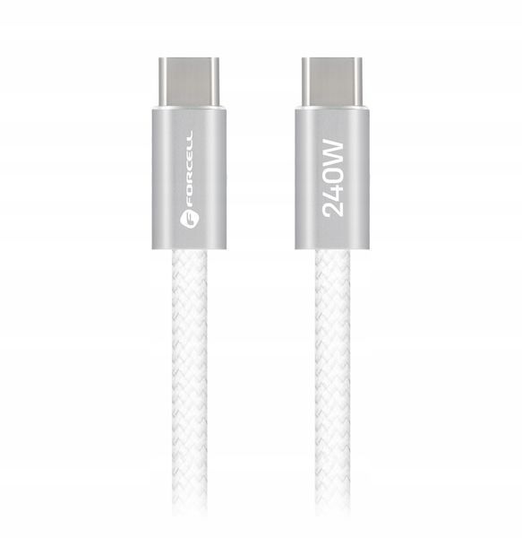 KABEL USB C TYPE-C 240W QC 4.0 5A POWER DELIVERY ANDROID AUTO FORCELL 2m, Biały