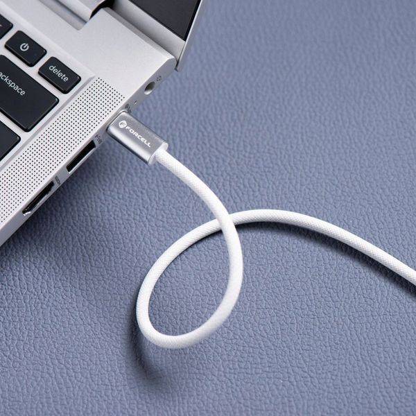 KABEL USB C TYPE-C 240W QC 4.0 5A POWER DELIVERY ANDROID AUTO FORCELL 2m, Biały