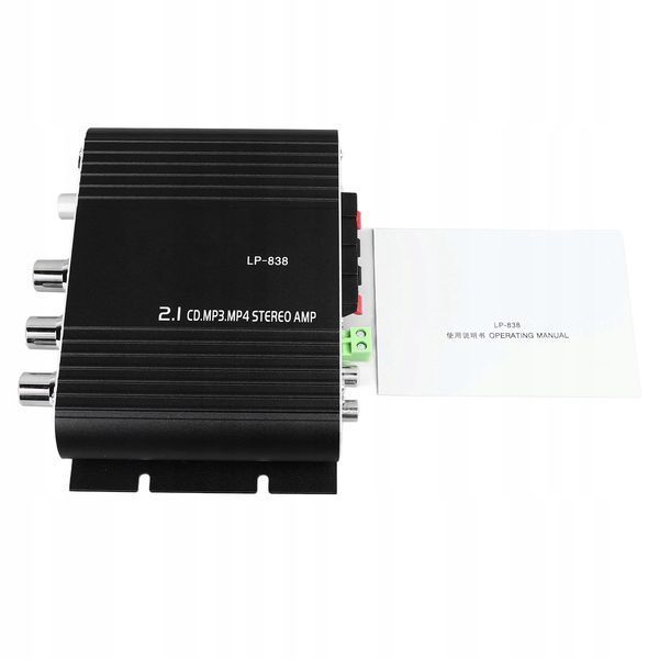 Kompaktowy Wzmacniacz Audio do Auta 12V Lepy LP-838 Hi-Fi 800W, wielokolorowy