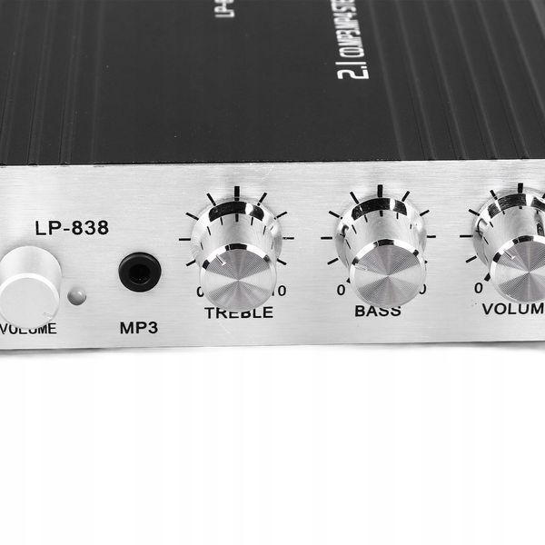 Kompaktowy Wzmacniacz Audio do Auta 12V Lepy LP-838 Hi-Fi 800W, wielokolorowy