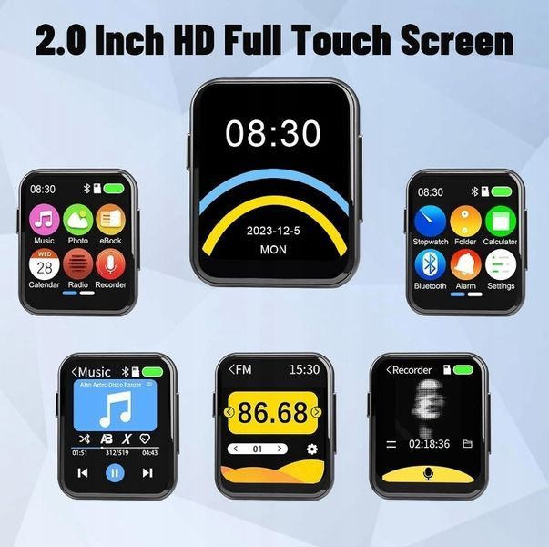Multimedialny Odtwarzacz MP3 8GB + Słuchawki Jack 3.5 mm Zestaw, Czarny