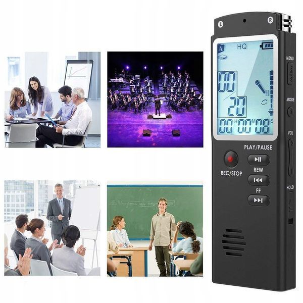 DYKTAFON T60 ZESTAW PROFESJONALNY CYFROWY PODSŁUCH AUDIO 8Gb, Czarny