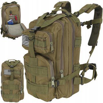 Plecak Trizand 26L: Wodoodporny, 5 K&oacute;m&oacute;r, System MOLLE, Regulacja, Khaki, Zielony