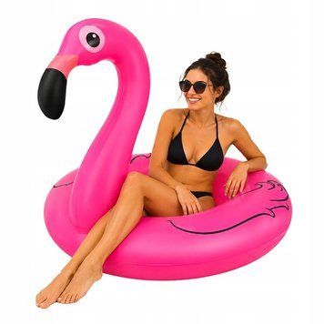 Koło Dmuchane do Pływania Basenu dla Dzieci Flaming R&oacute;żowy Materac 102cm, R&oacute;żowy
