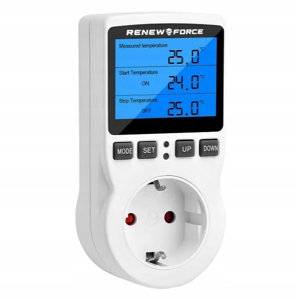 Elektroniczny termostat gniazdkowy 230V 16A 3680W grzanie/chłodzenie, sonda