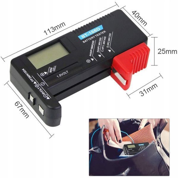 MIERNIK BATERII CYFROWY TESTER AKUMULATORK&Oacute;W WOLTOMIERZ LCD AA AAA C D 9V