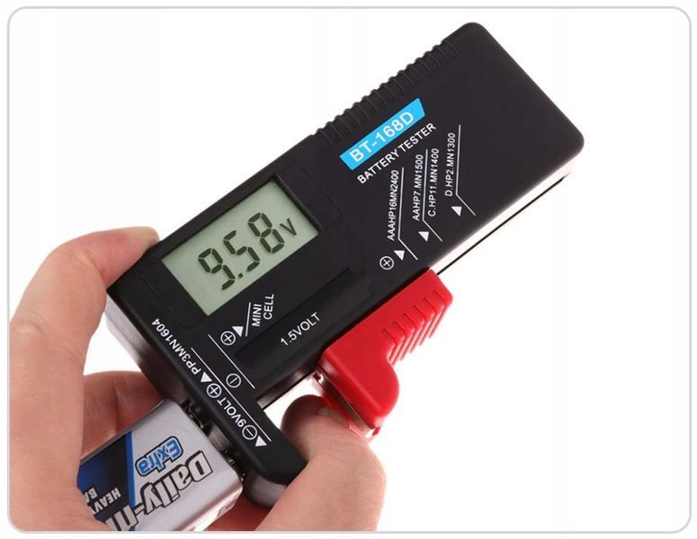 MIERNIK BATERII CYFROWY TESTER AKUMULATORK&Oacute;W WOLTOMIERZ LCD AA AAA C D 9V