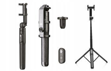 Selfie stick F-Grip S150XL 150 cm tripod z pilotem Bluetooth czarny, Czarny