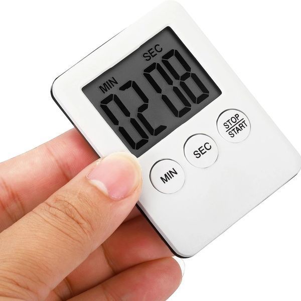 Minutnik kuchenny cyfrowy timer LCD magnes stoper duży ekran, Biały