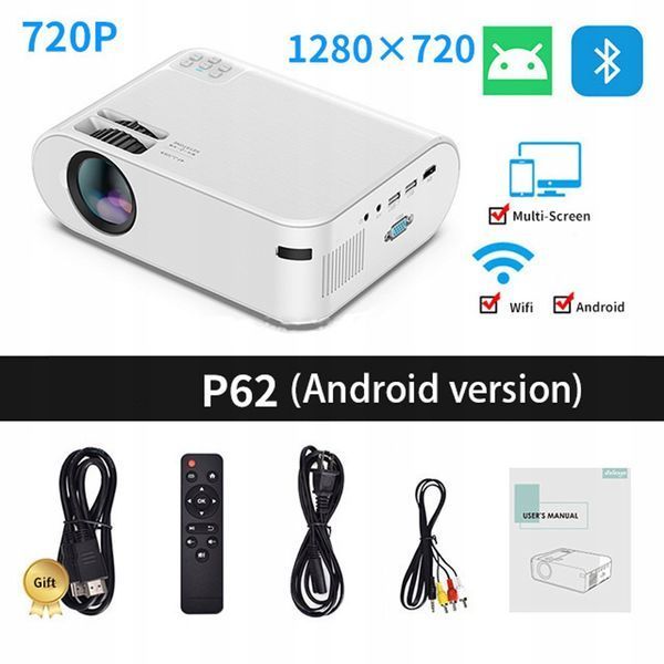 Mini Projektor LED 1280x720P 4000 LM HDMI USB VGA Do Film&oacute;w i Gier, inny