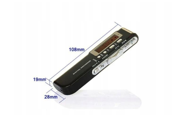MINI DYKTAFON z wejściem liniowym, aktywacją głosową, 8 GB, Czarny