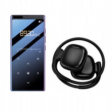 Zestaw MP3 64GB Bluetooth FM E-book + Słuchawki Bezprzewodowe Sportowe IPX7, Czarny