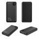 Powerbank 10000mAh 22,5W PD QC szybkie ładowanie 3x USB LED, Czarny