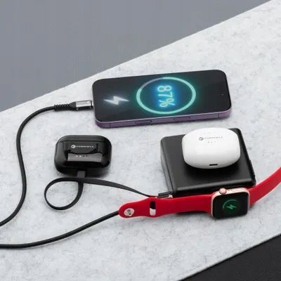 Wielofunkcyjna ładowarka Forcell 6w1 PD 45W + power bank 15000 mAh czarna, Czarny