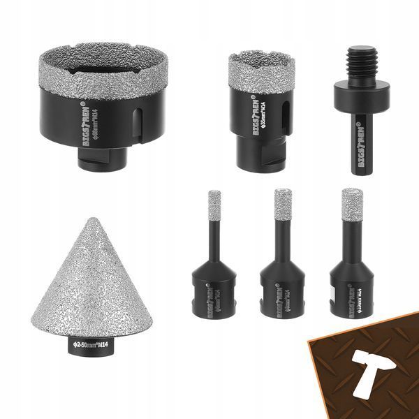 Zestaw Otwornic Diamentowych M14 6&ndash;68 mm &ndash; Do Gresu, Betonu, Płytek