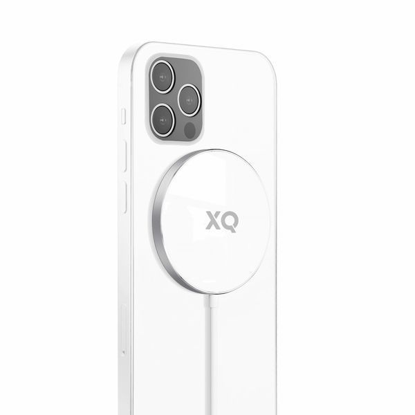 Ładowarka indukcyjna aluminiowa XQISIT 15W - MagSafe z kablem USB C biała, Biały