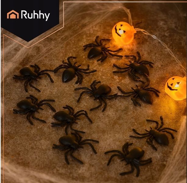 Realistyczne Pająki na Halloween 10 sztuk Straszna Dekoracja 3x3 cm