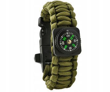 BRANSOLETKA SURVIVAL 5w1 PARACORD KRZESIWO KOMPAS