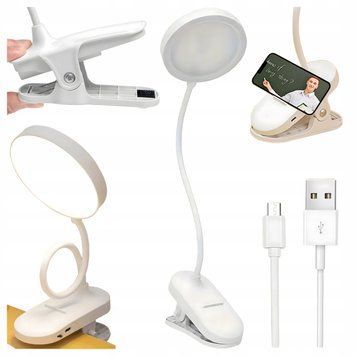 Lampka biurkowa Real Garden biała zintegrowane LED na klips 39,80 cm, Biały