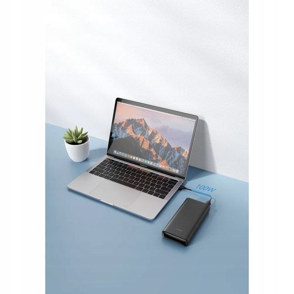 Power bank 20000 mah 100 w PD QC szybkie ładowanie do laptopa USB-C, Czarny