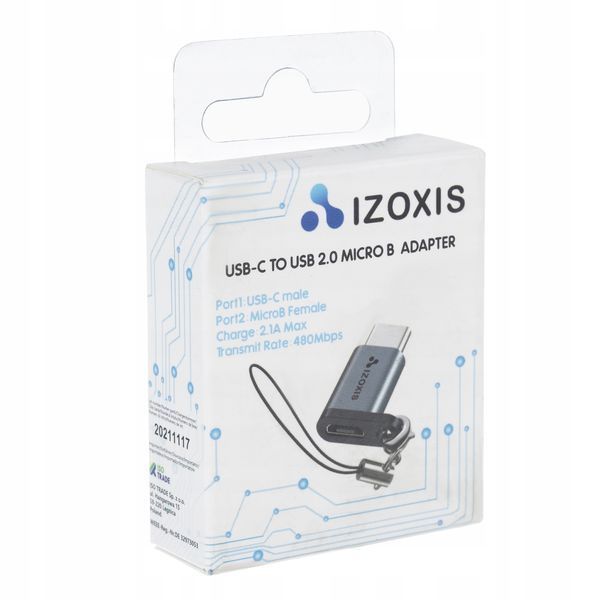 ADAPTER MICRO USB 2.0 PRZEJŚCI&Oacute;WKA OTG Typ-C USB-C ZAWIESZKA